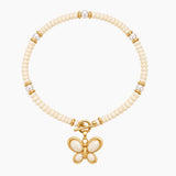 PENDANT BAR FAVE | IVORY BEADED BUTTERFLY NECKLACE