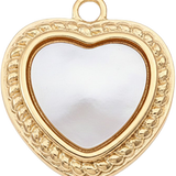 Small Mother of Pearl Heart Gold Border HF004