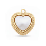 Small Mother of Pearl Heart Gold Border HF004