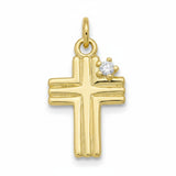 Small Grooved Cross With Gem S036