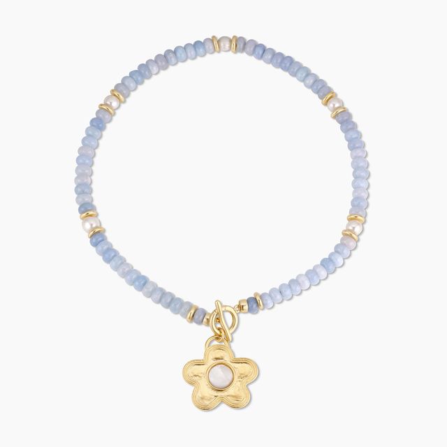 PENDANT BAR FAVE | GROOVY FLOWER ON BLUE AGATE BEADED BASE