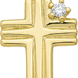 Small Grooved Cross With Gem S036