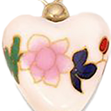 Porcelain White Pink & Green Heart HF019