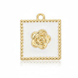 White Square with Gold Flower HF033