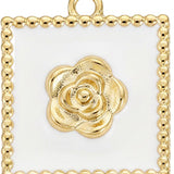 White Square with Gold Flower HF033